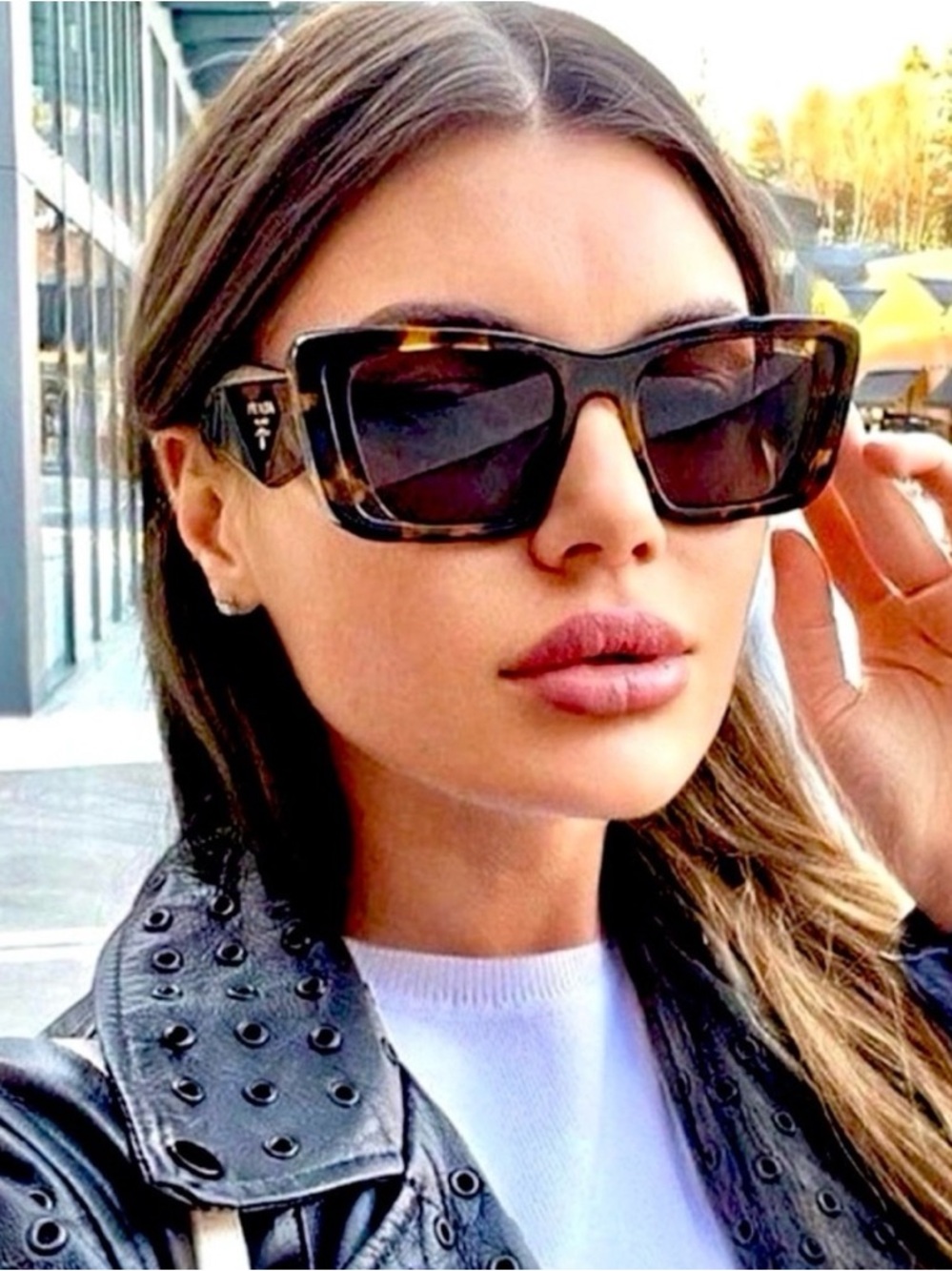 PRADA Sunglasses Honey Havana Tortoise Large Geometric Symbole Acetate PR 08YS - Picture 7 of 12
